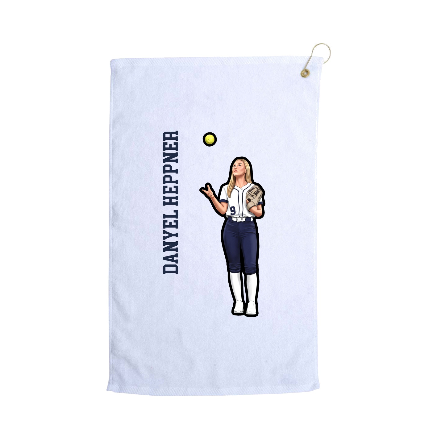 Golf Towel — Name Vertical in White