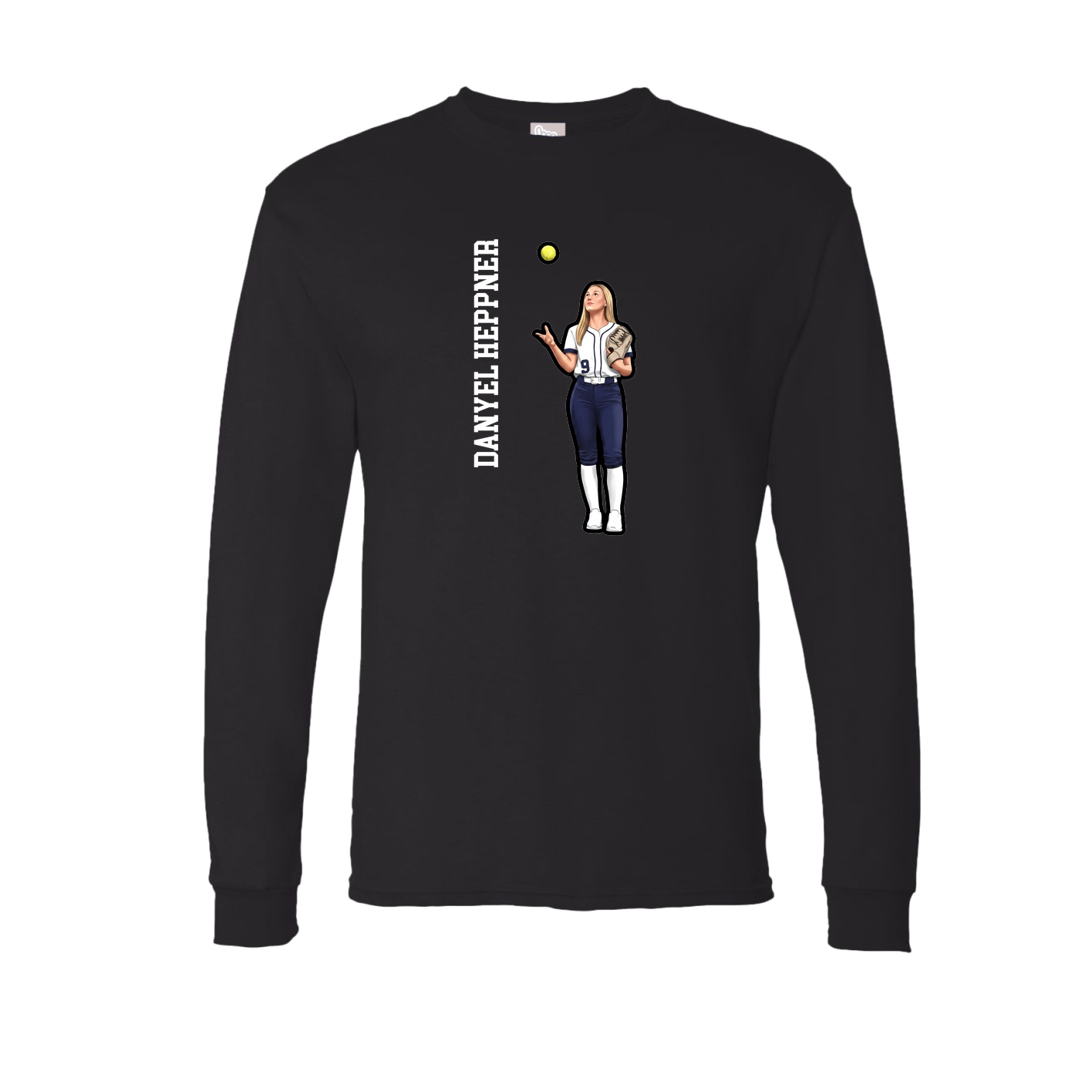 Long Sleeve Tee — Name Vertical in Black