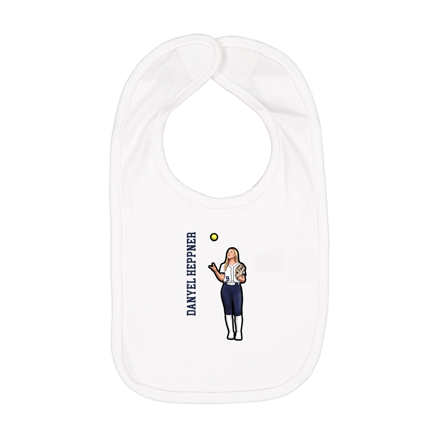Infant Bib — Name Vertical in White