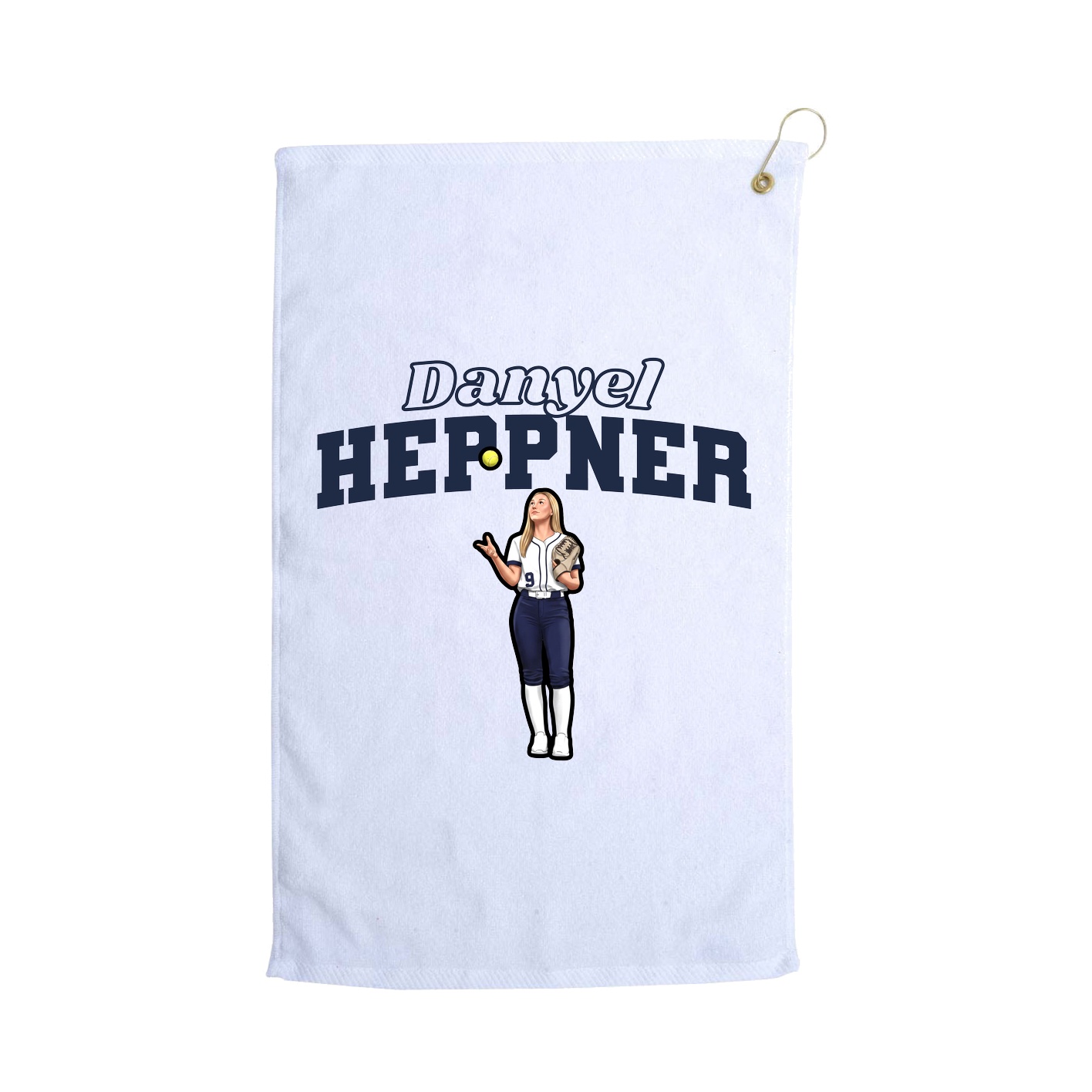 Golf Towel — Name Arch in White
