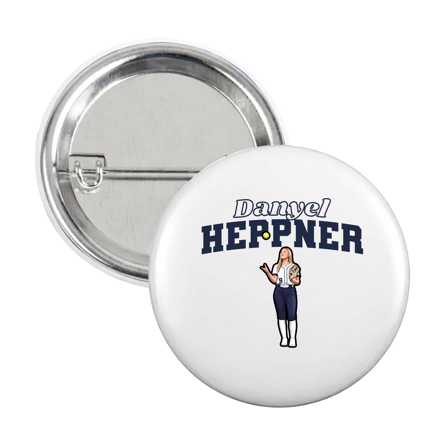 Game Day Button — Name Arch in White