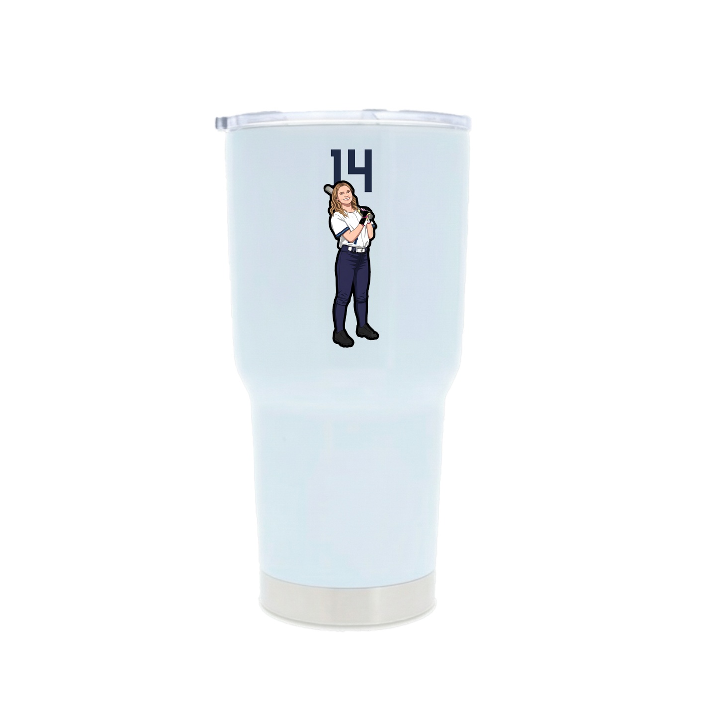 30oz Stainless Steel Tumbler — Number Top in White