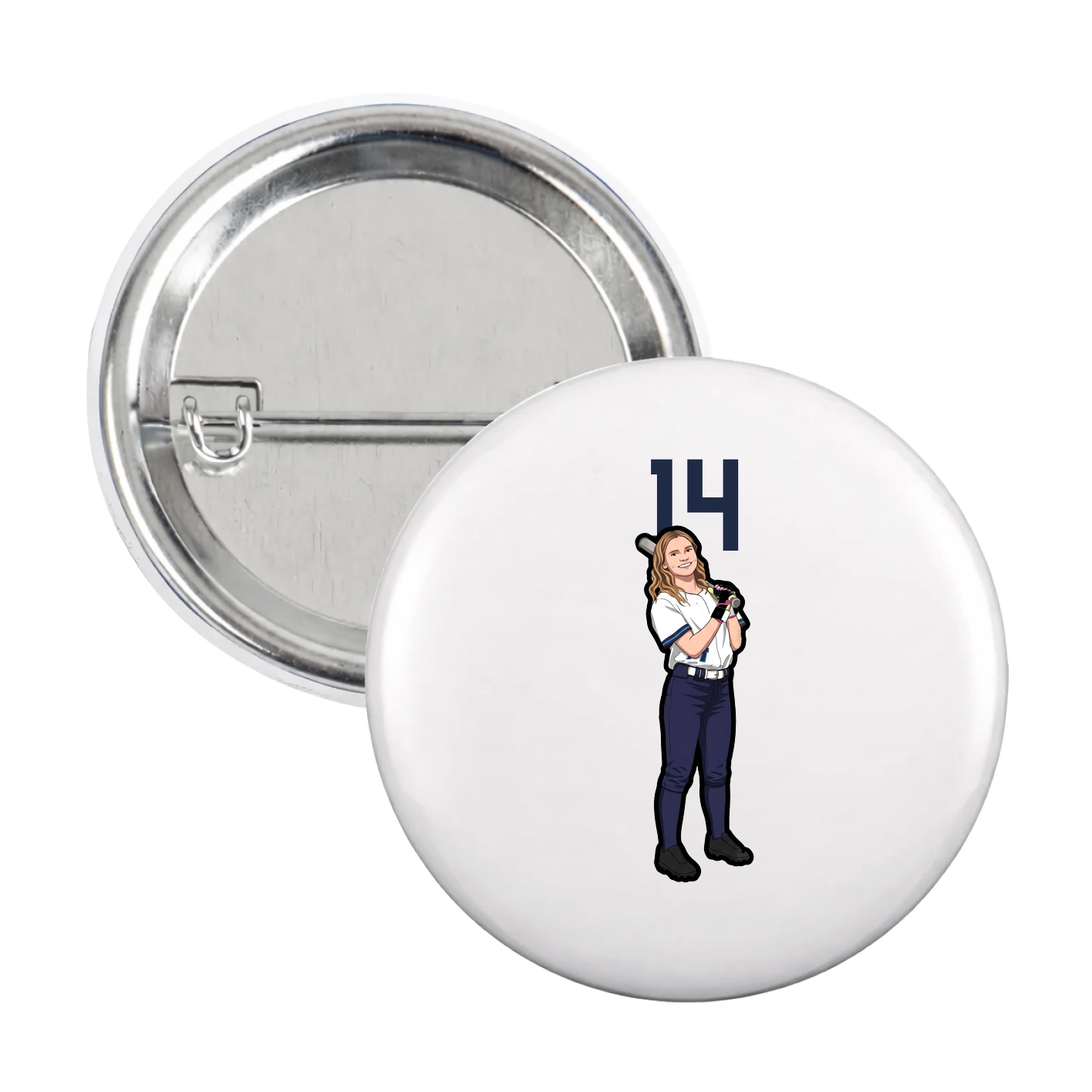 Game Day Button — Number Top in White