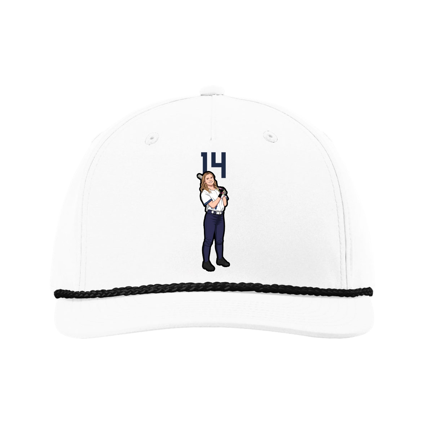 Five-Panel Classic Rope Cap — Number Top in White