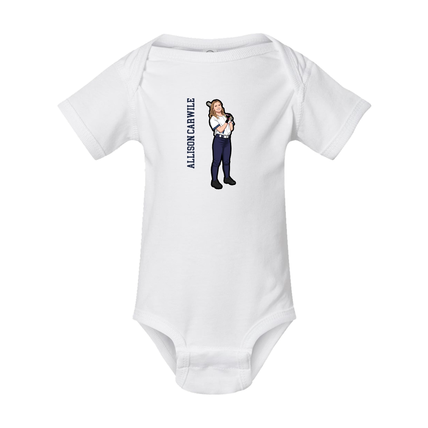 Baby Onesie — Name Vertical in White