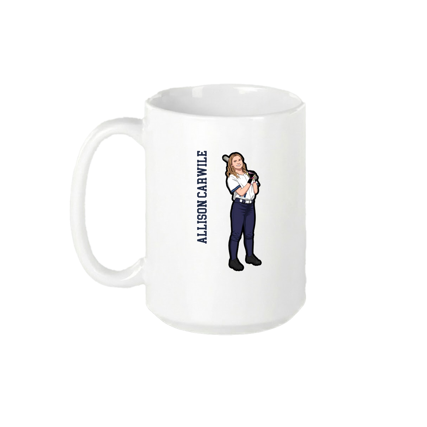 15oz Coffee Mug — Name Vertical in White