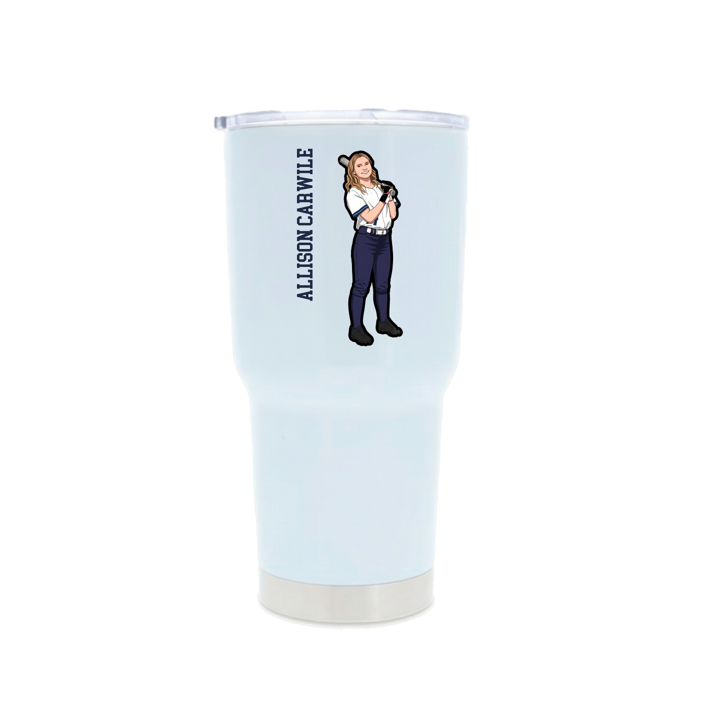 30oz Stainless Steel Tumbler — Name Vertical in White