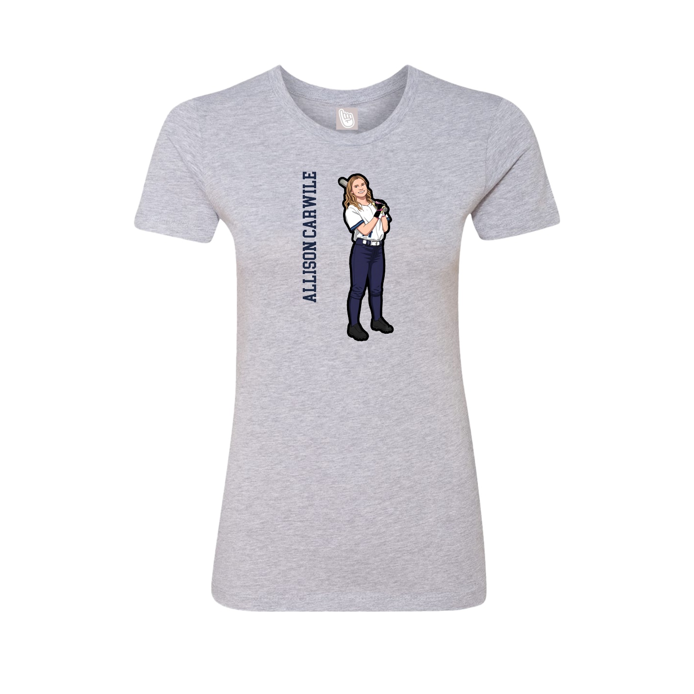 Fitted Women's Tee — Name Vertical in Grey