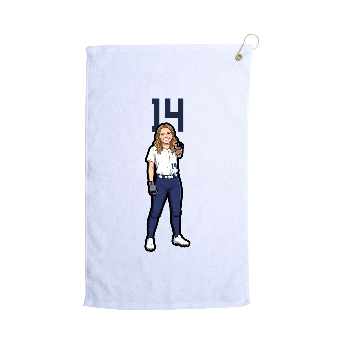 Golf Towel — Number Top in White