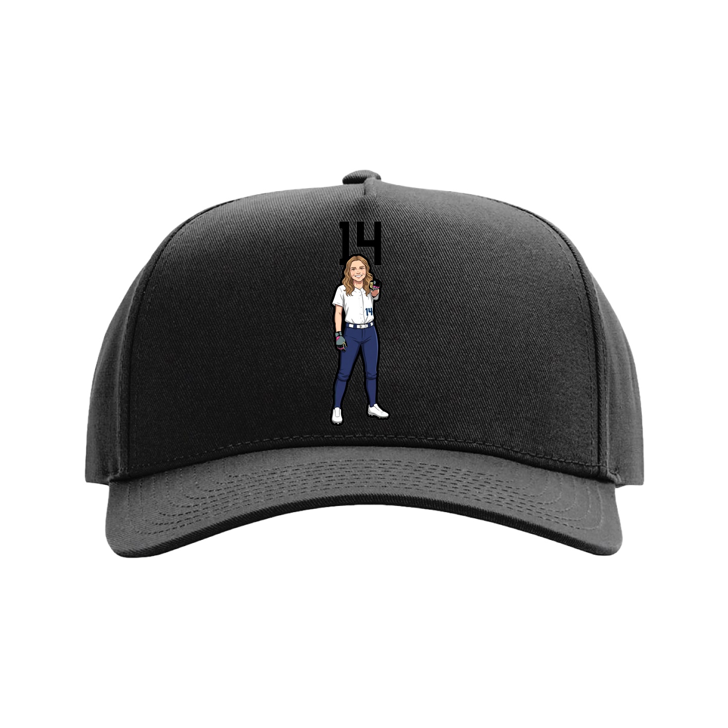 Full Fabric Five-Panel Champ Cap — Number Top in Black