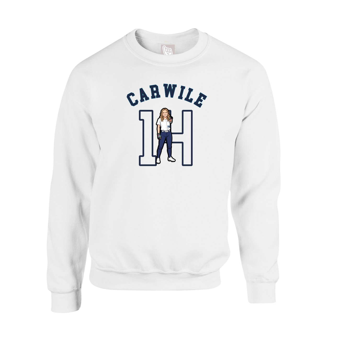 Fleece Crew — Shirsey Arch in White