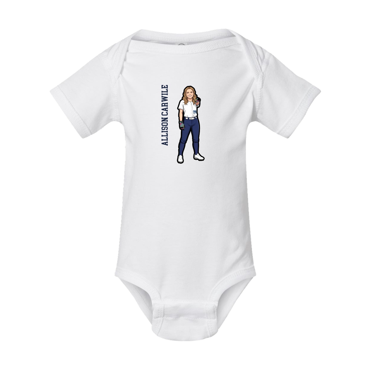 Baby Onesie — Name Vertical in White