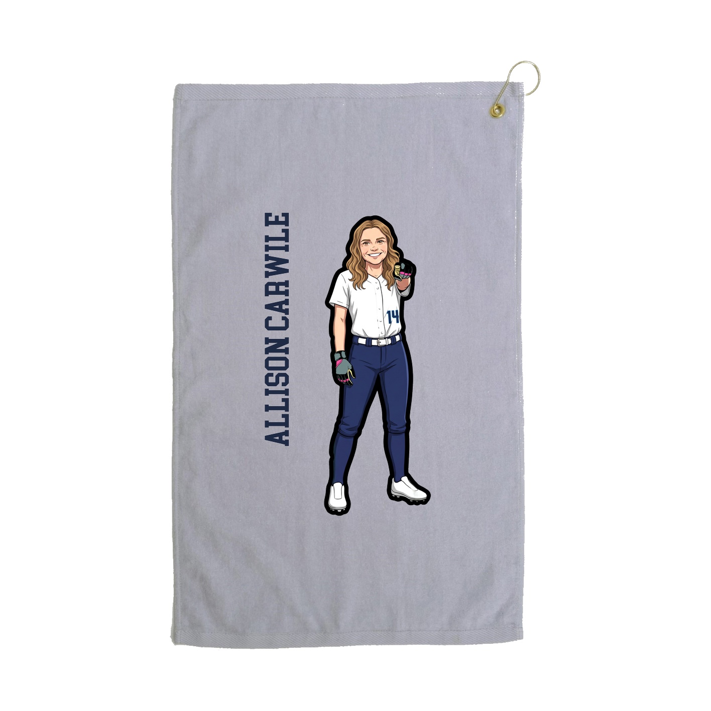 Golf Towel — Name Vertical in Grey