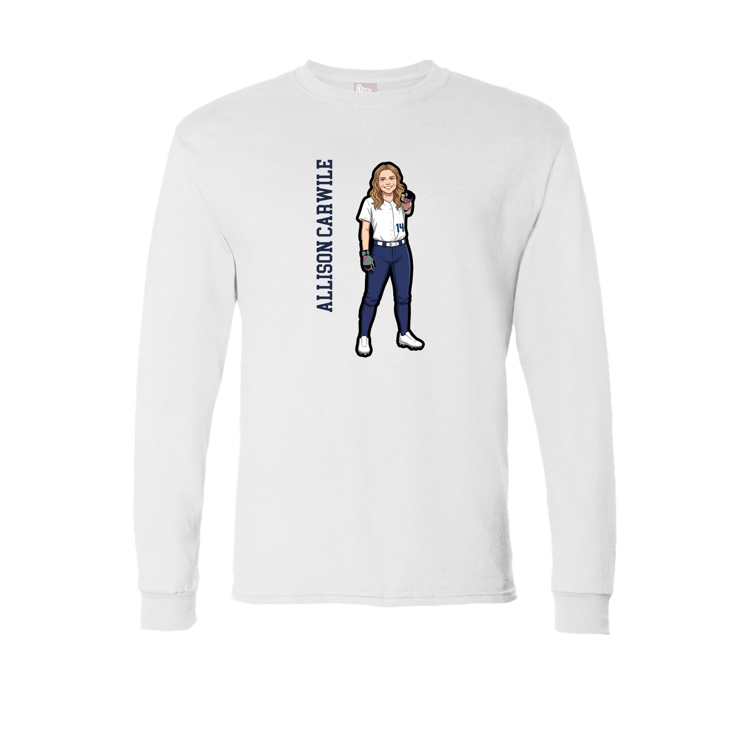Long Sleeve Tee — Name Vertical in White