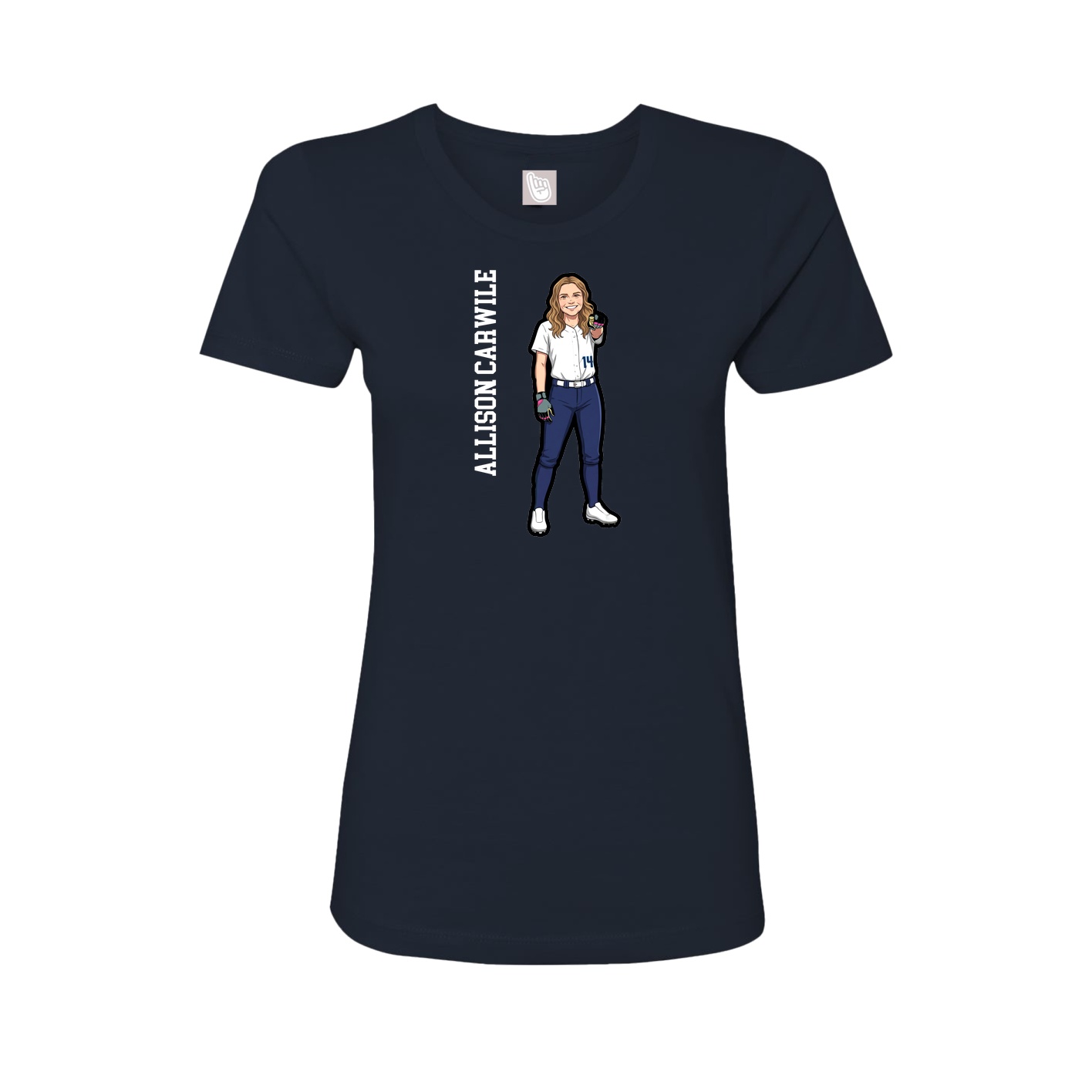 Fitted Women's Tee — Name Vertical in Navy