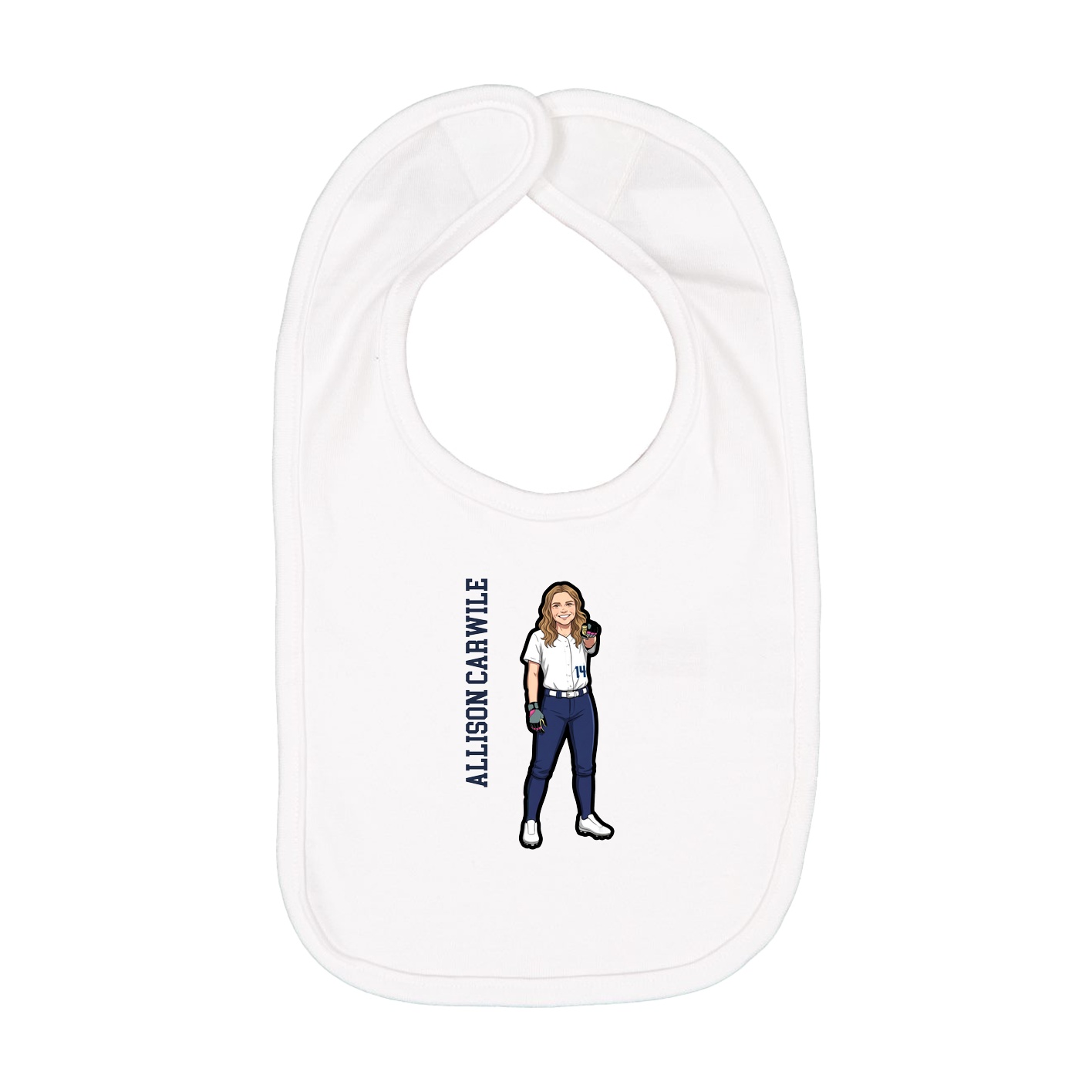 Infant Bib — Name Vertical in White