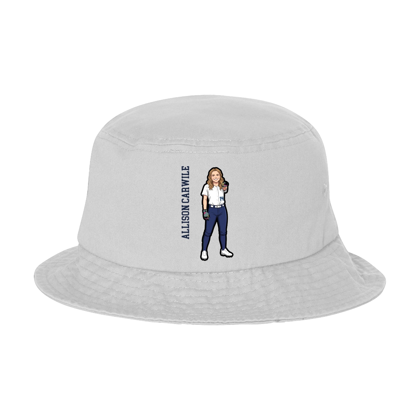 Bucket Cap — Name Vertical in White