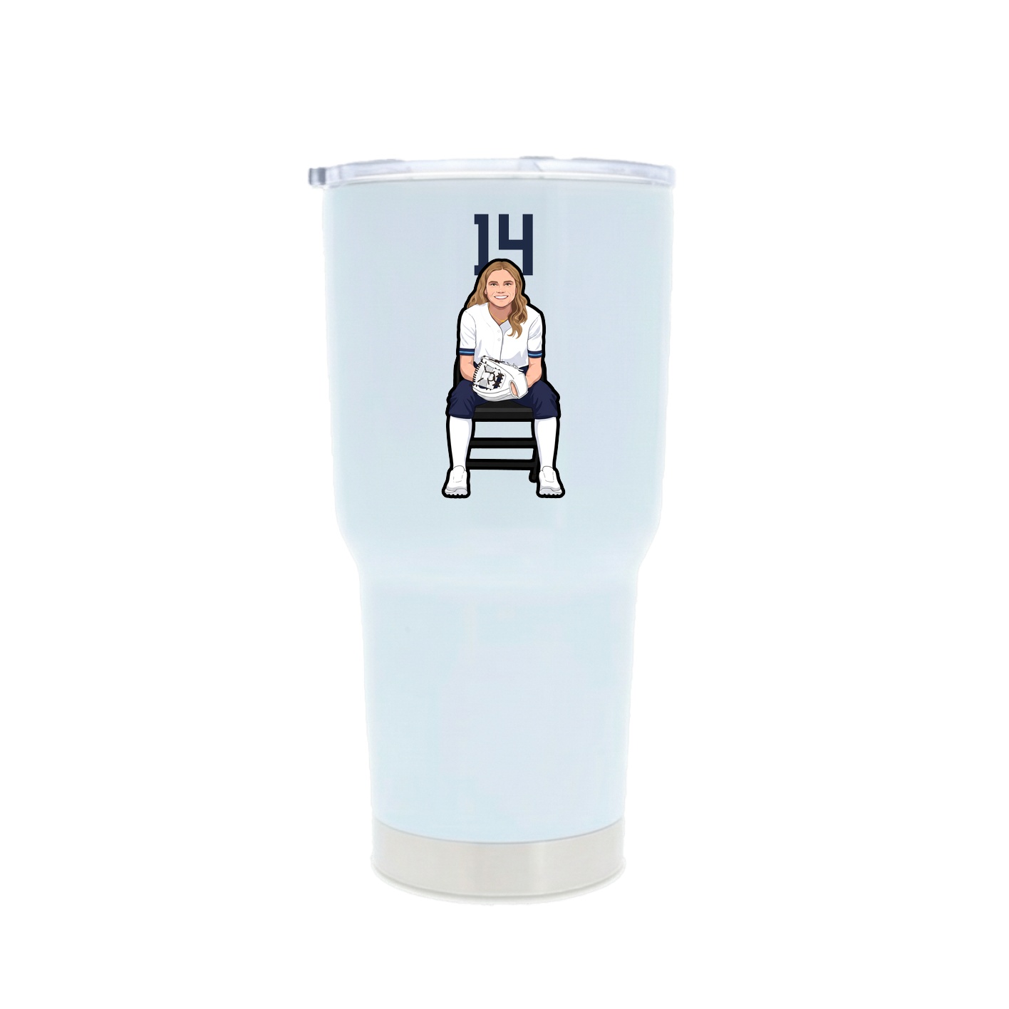 30oz Stainless Steel Tumbler — Number Top in White