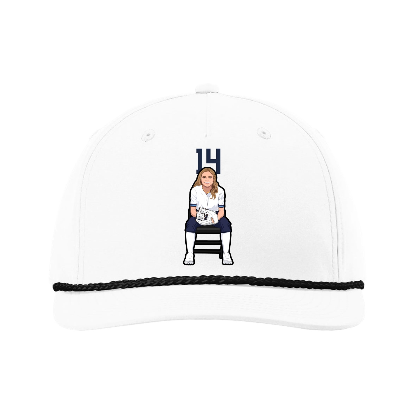 Five-Panel Classic Rope Cap — Number Top in White