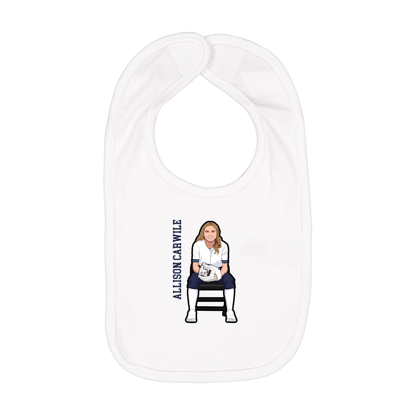 Infant Bib — Name Vertical in White