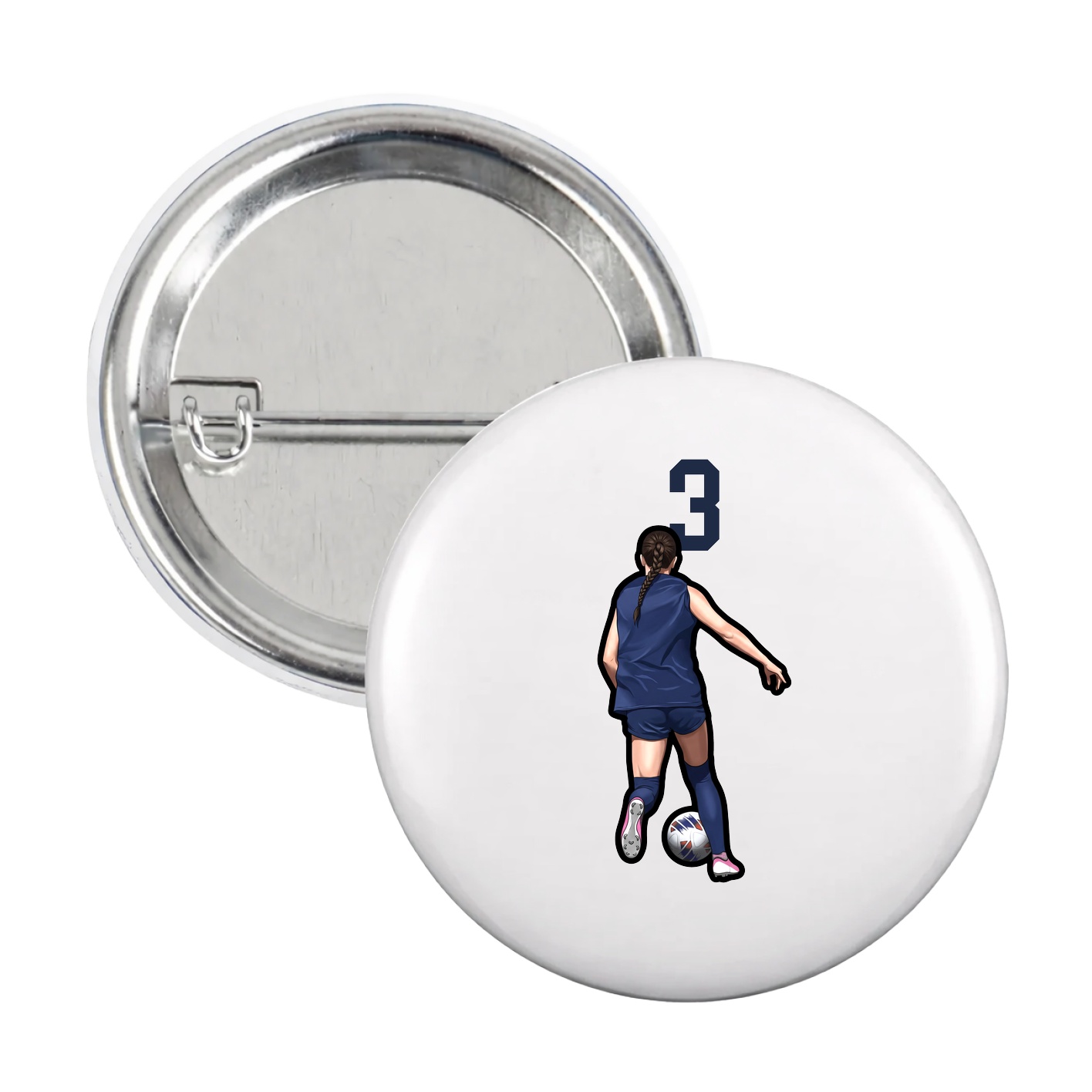 Game Day Button — Number Top in White