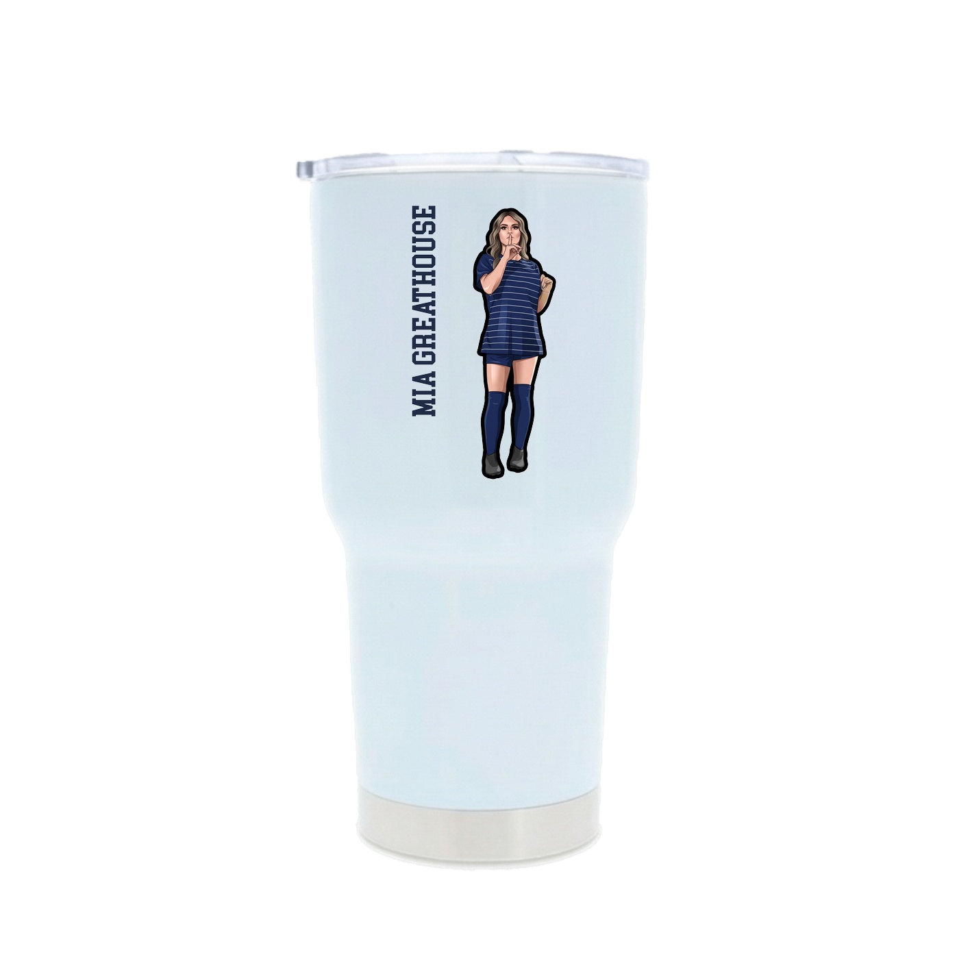 30oz Stainless Steel Tumbler — Name Vertical in White