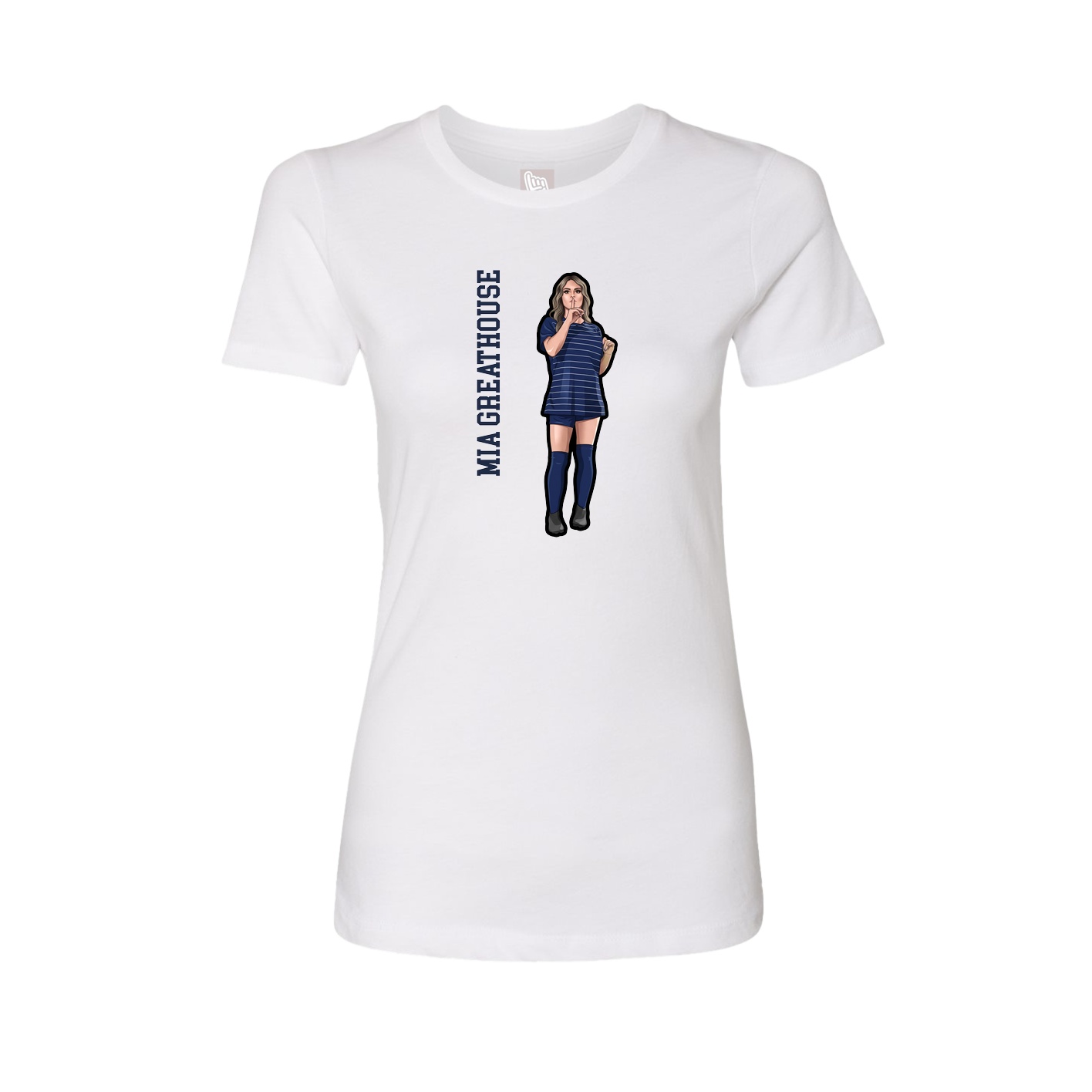 Fitted Women's Tee — Name Vertical in White