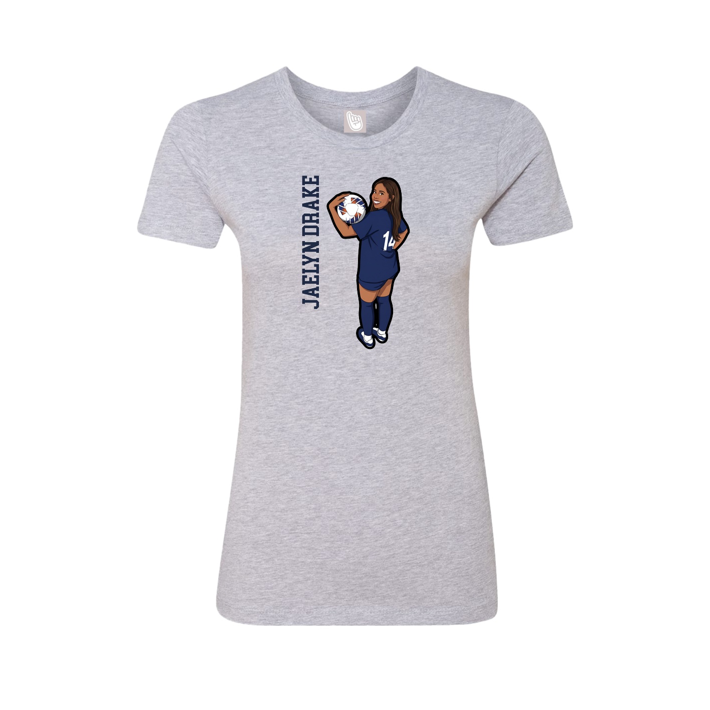 Fitted Women's Tee — Name Vertical in Grey