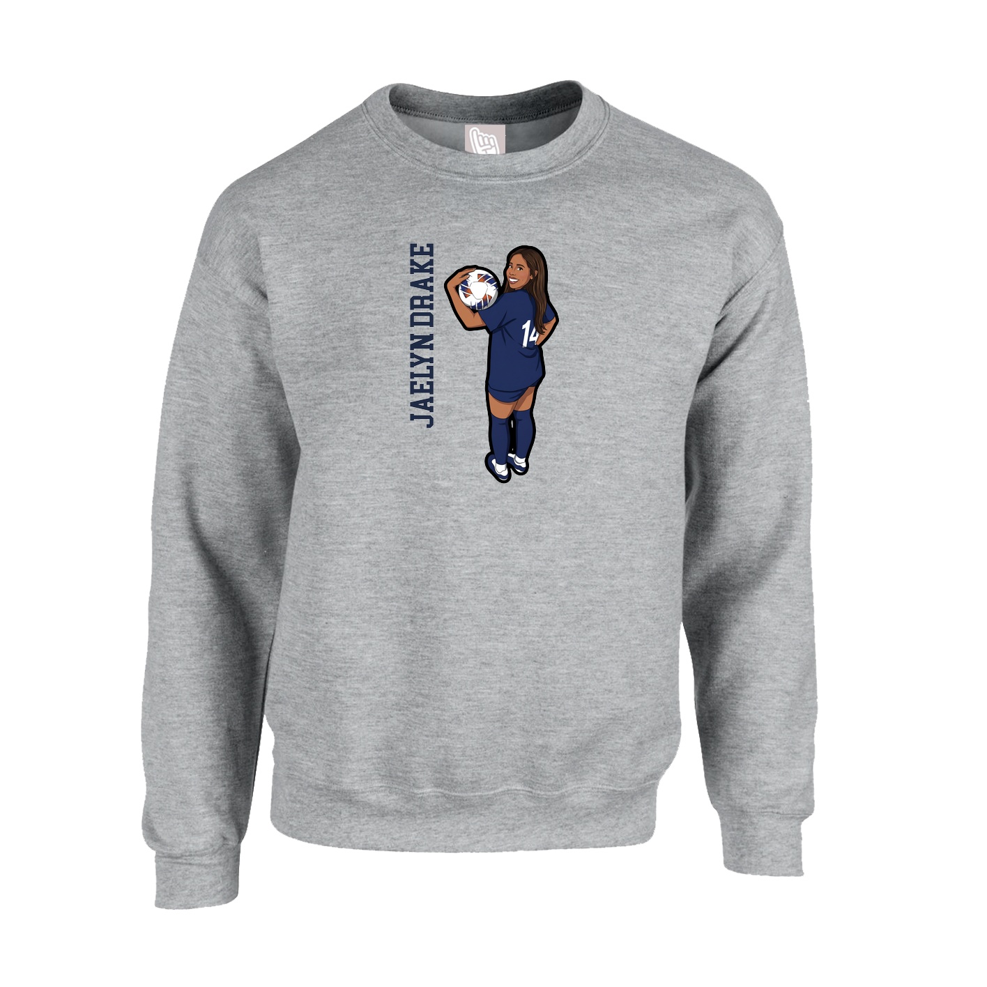 Fleece Crew — Name Vertical in Grey