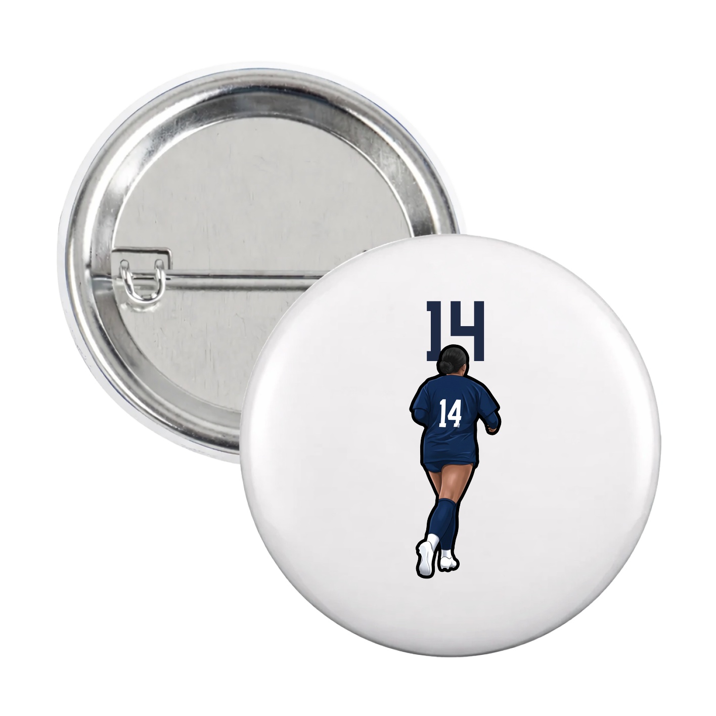 Game Day Button — Number Top in White