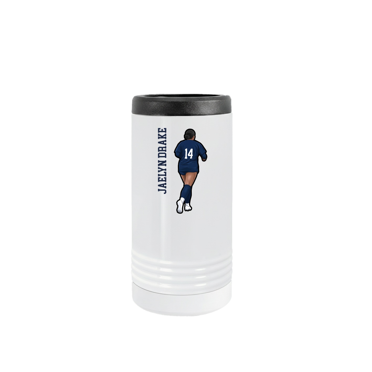 Slim Beverage Holder — Name Vertical in White