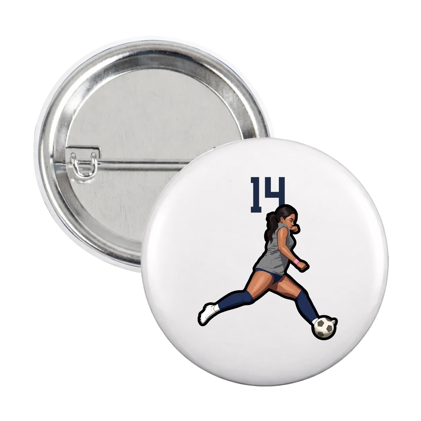 Game Day Button — Number Top in White