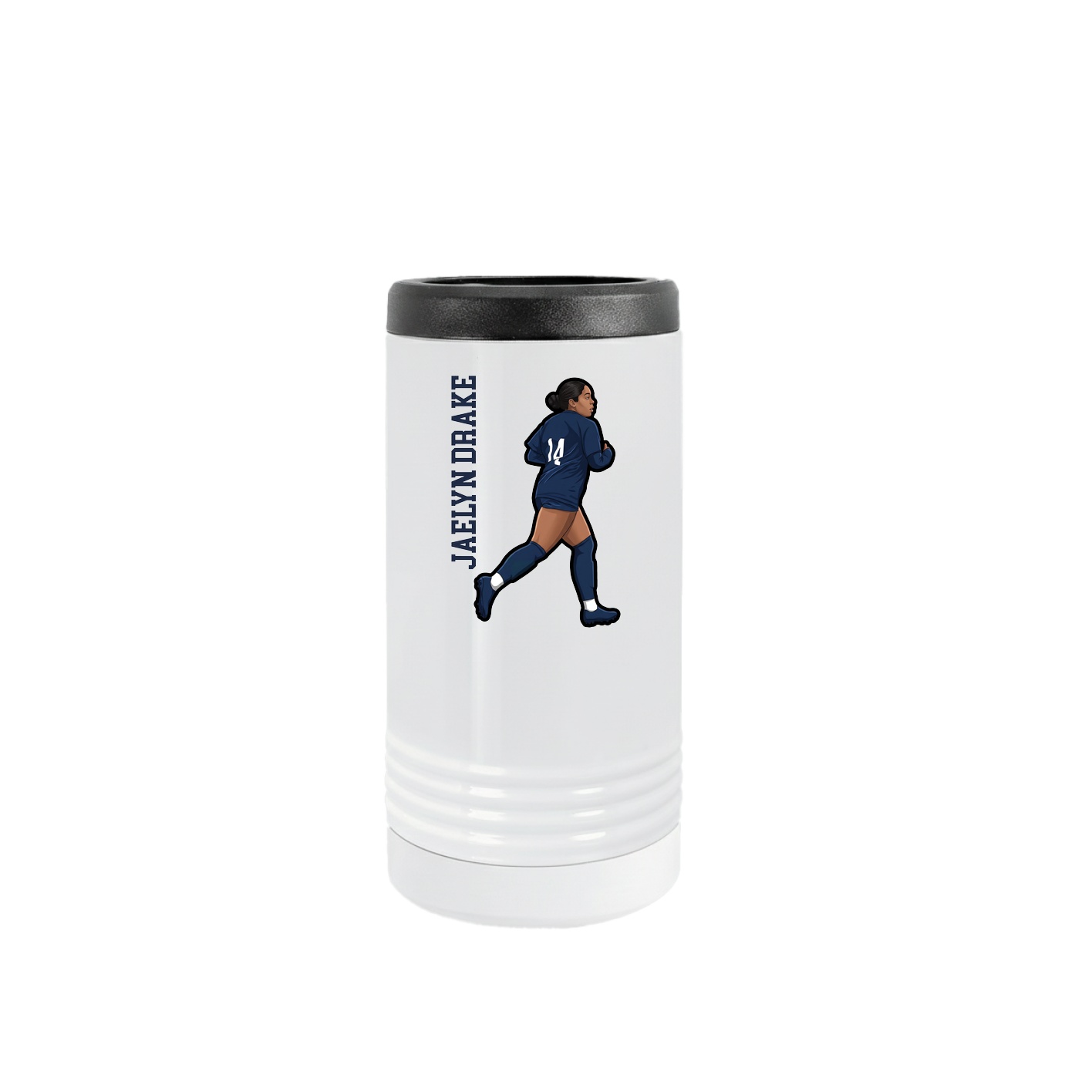 Slim Beverage Holder — Name Vertical in White