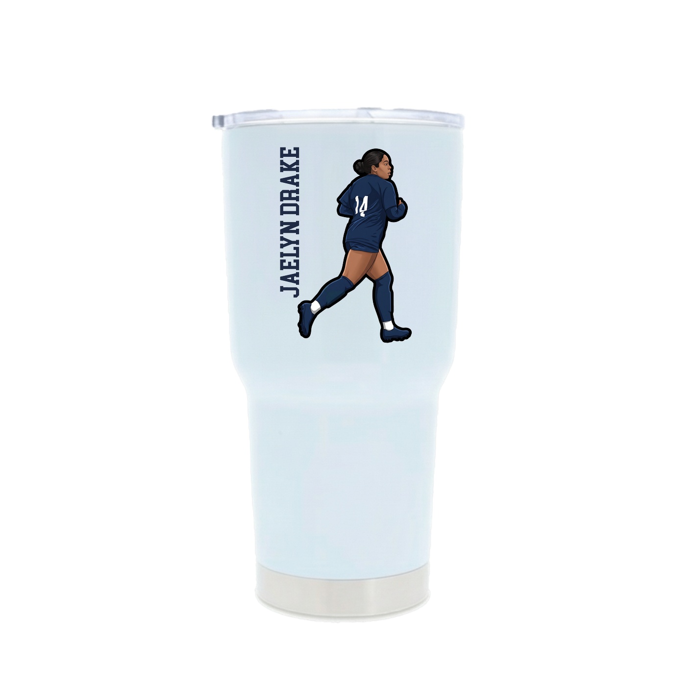 30oz Stainless Steel Tumbler — Name Vertical in White