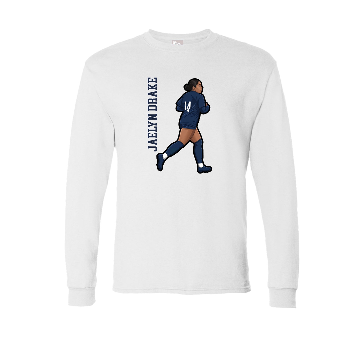 Long Sleeve Tee — Name Vertical in White
