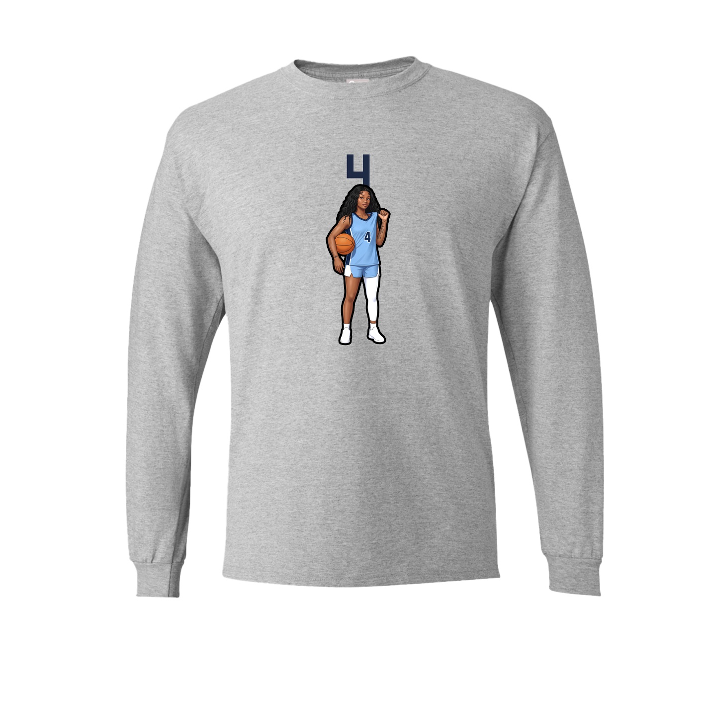Long Sleeve Tee — Number Top in Grey