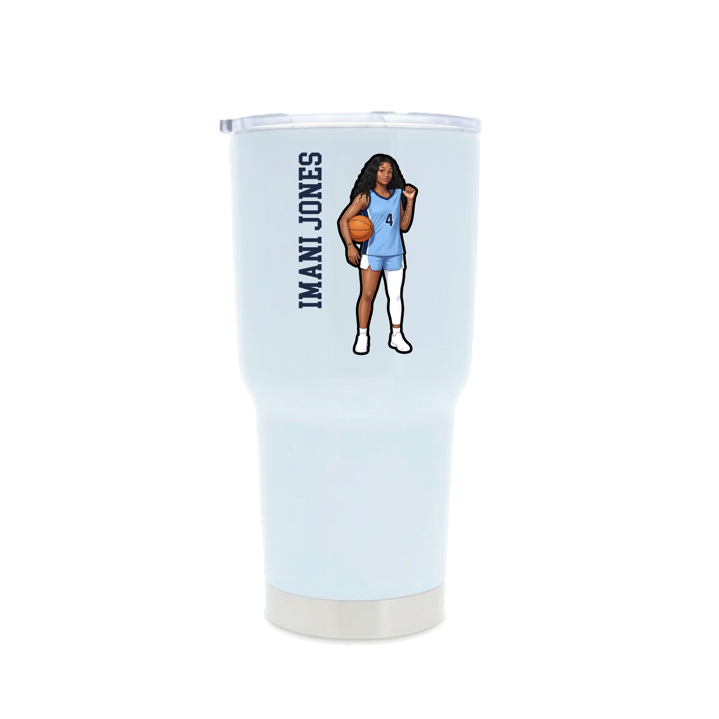 30oz Stainless Steel Tumbler — Name Vertical in White