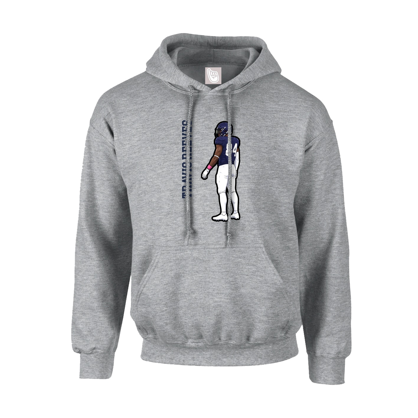 Hoodie — Name Vertical in Grey