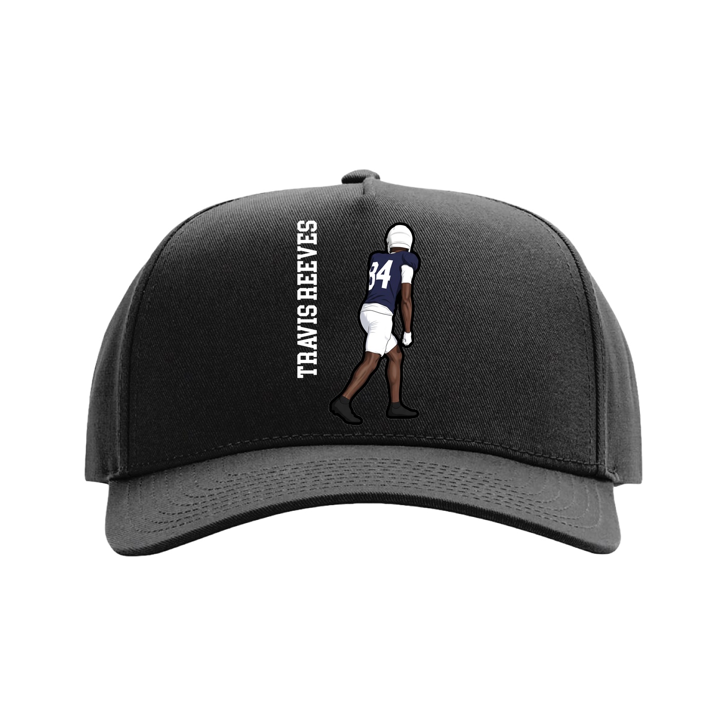 Full Fabric Five-Panel Champ Cap — Name Vertical in Black