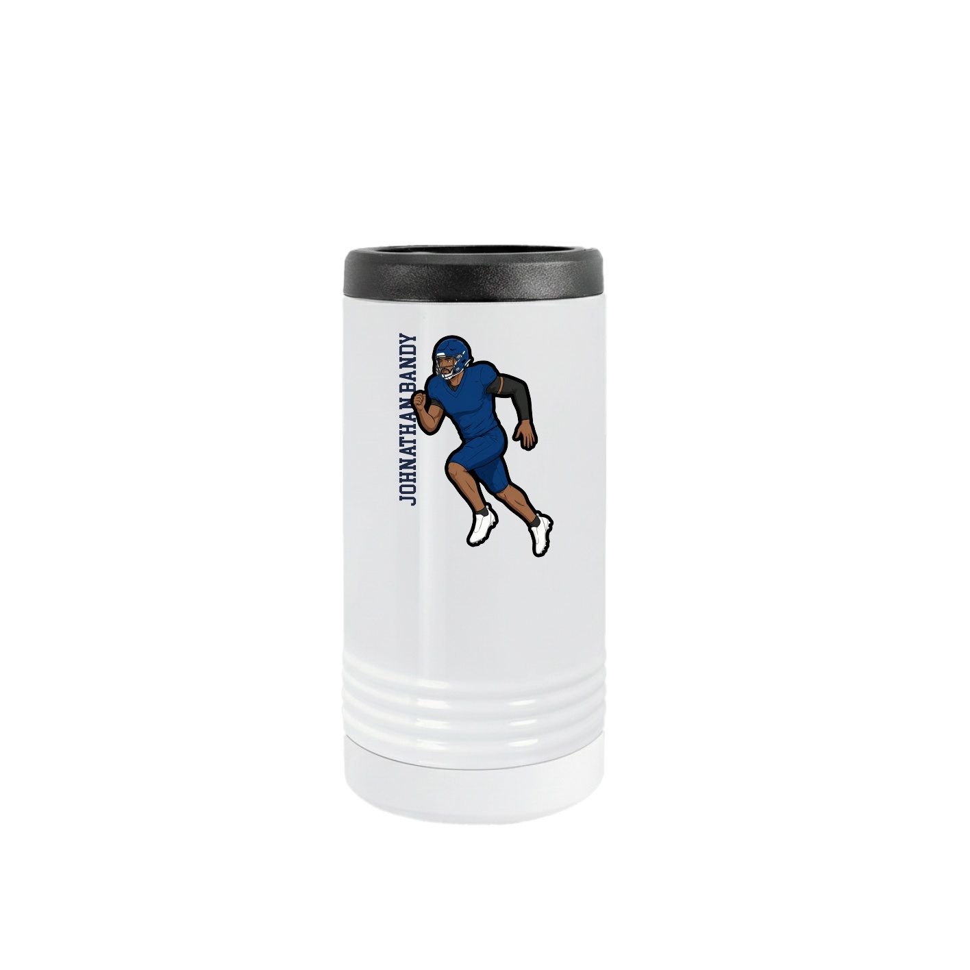 Slim Beverage Holder — Name Vertical in White