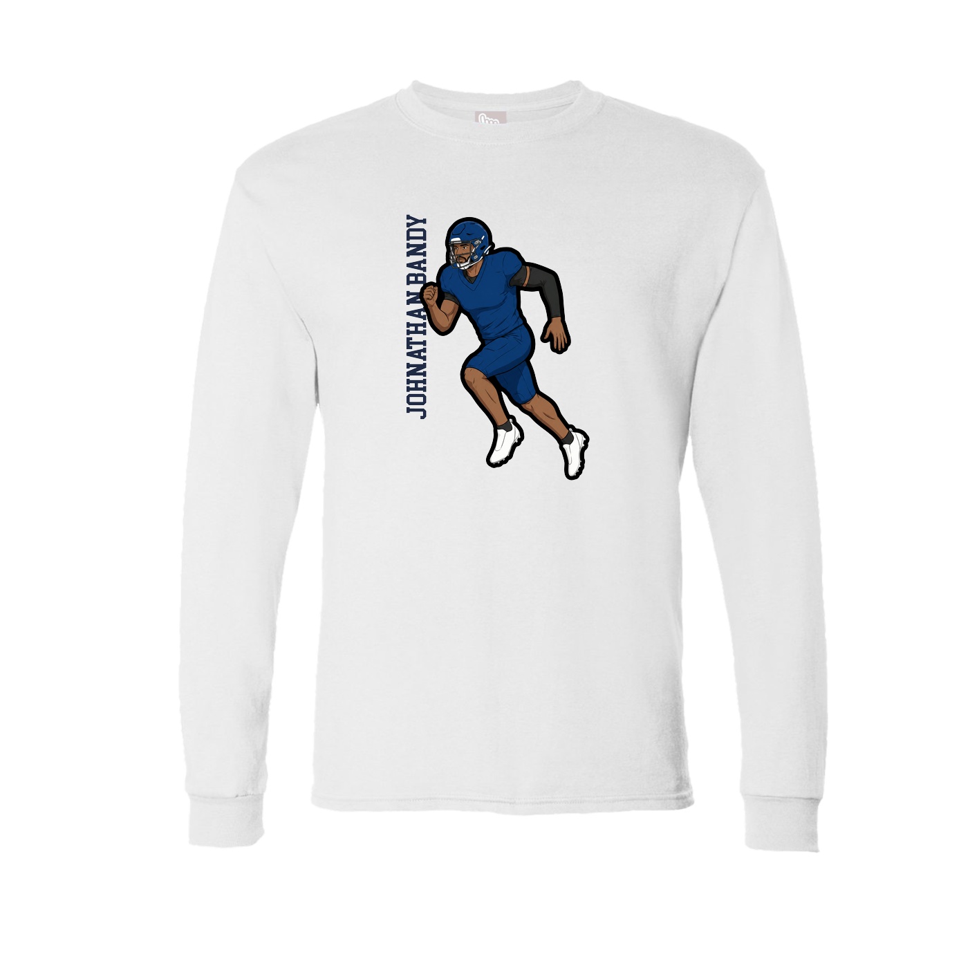 Long Sleeve Tee — Name Vertical in White