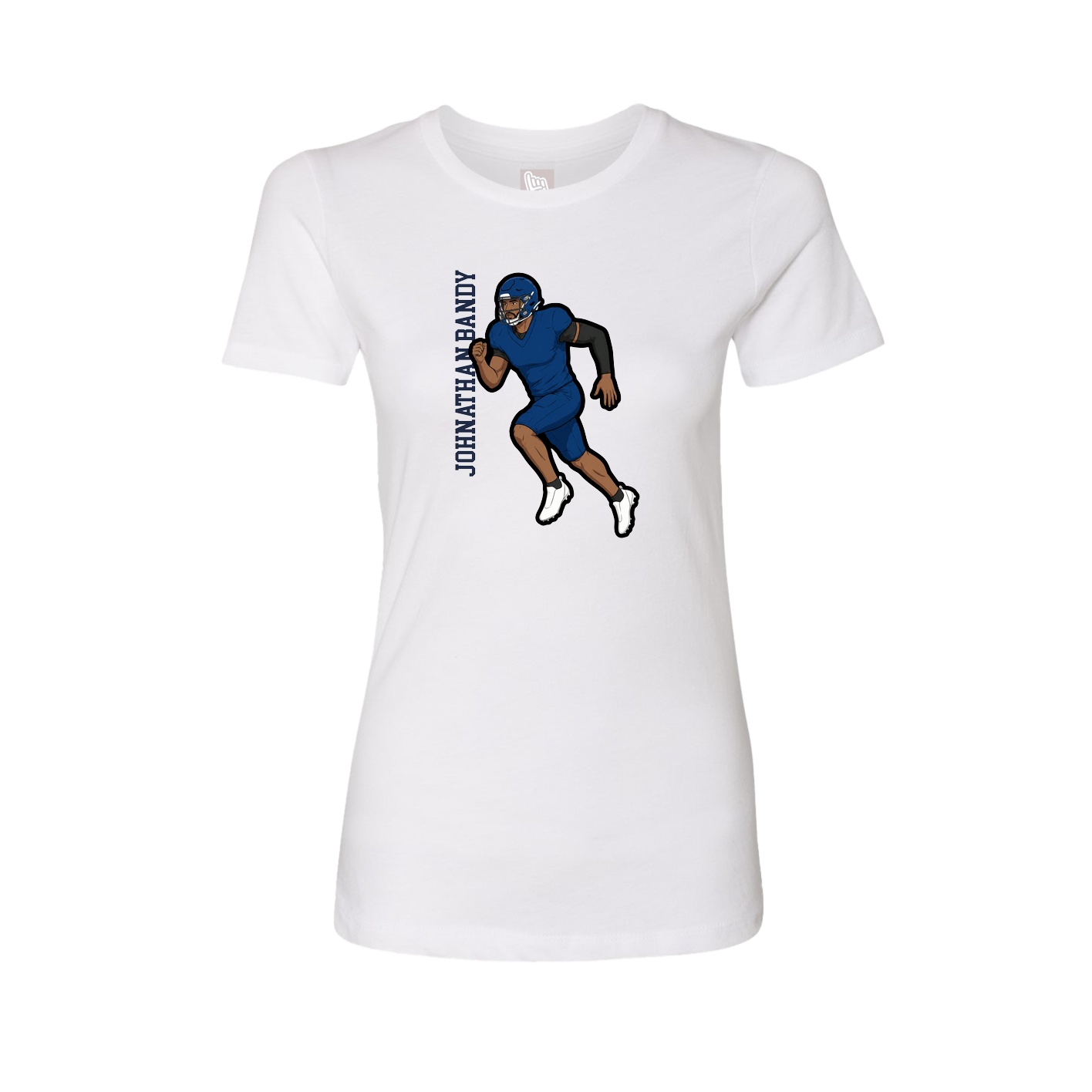 Fitted Women's Tee — Name Vertical in White