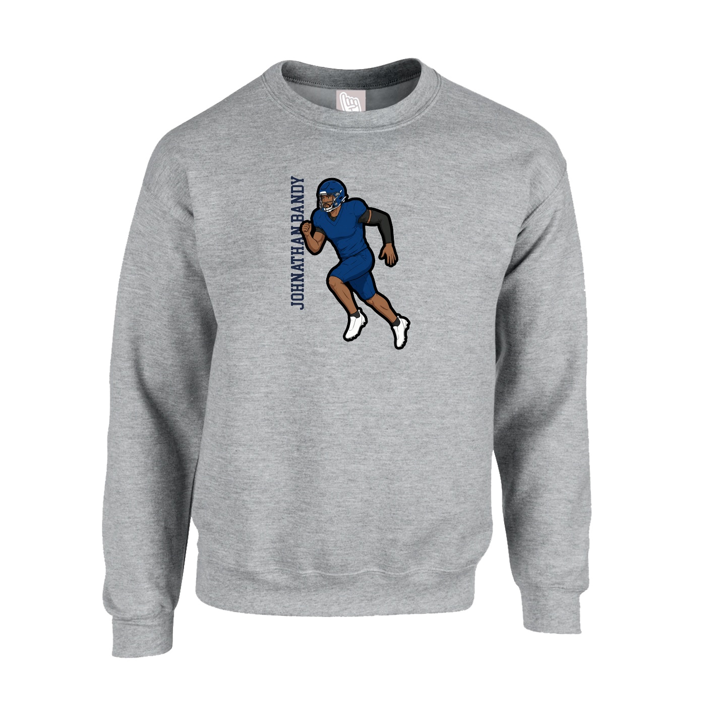 Fleece Crew — Name Vertical in Grey