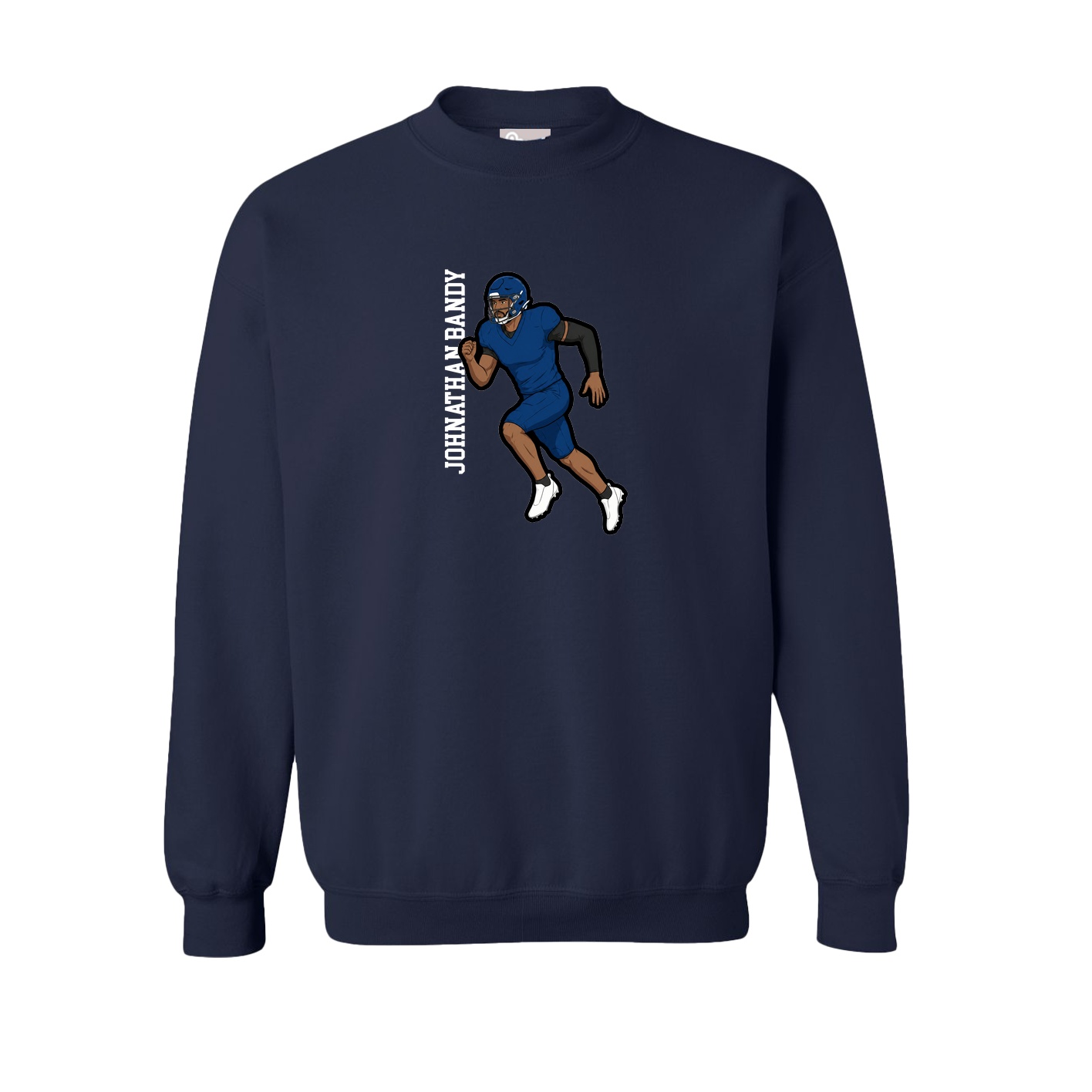 Fleece Crew — Name Vertical in Navy