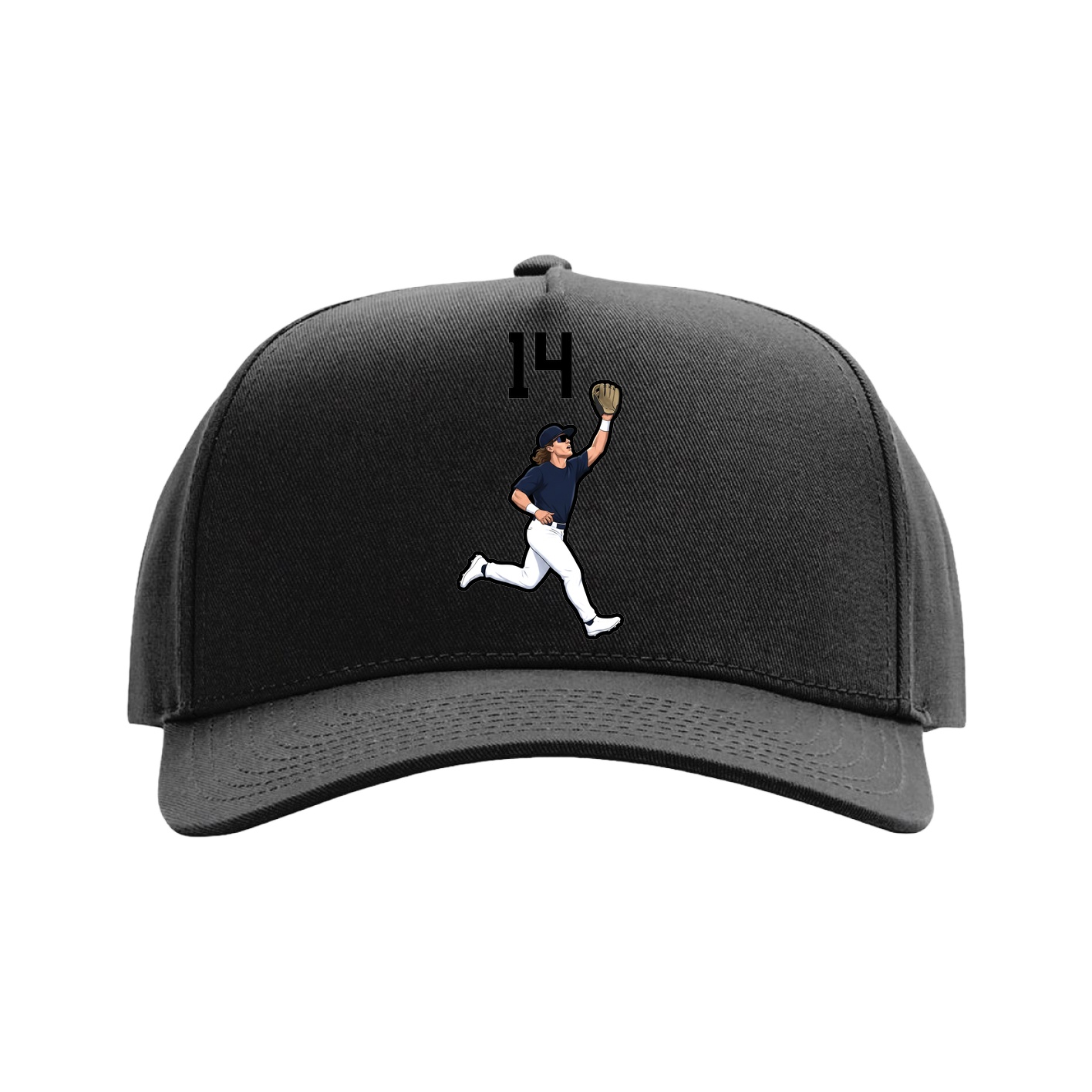 Full Fabric Five-Panel Champ Cap — Number Top in Black