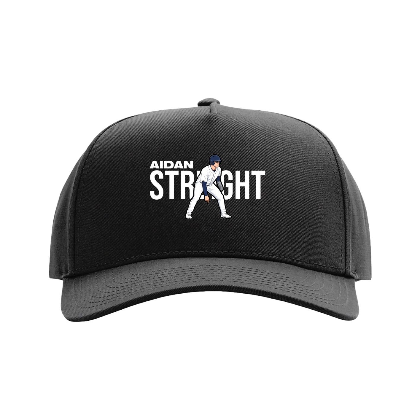 Full Fabric Five-Panel Champ Cap — Player Name in Black