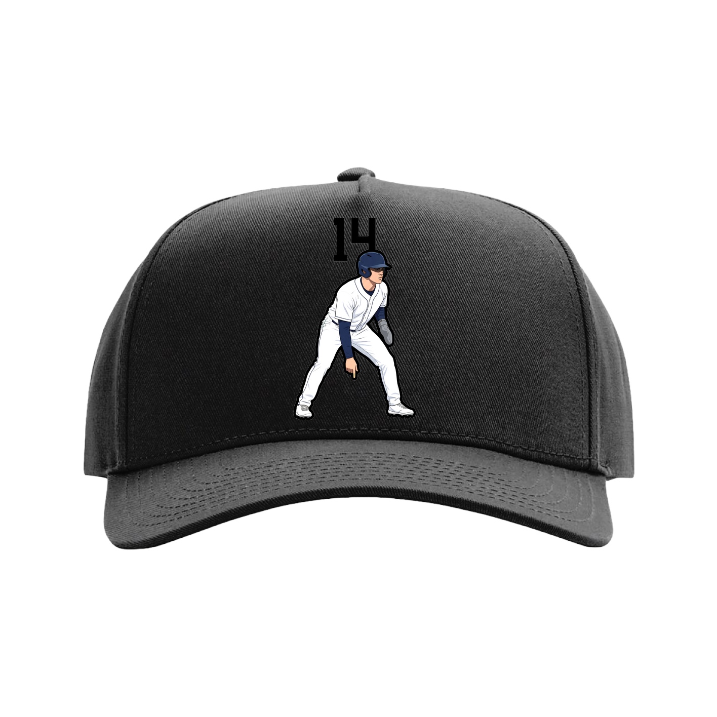 Full Fabric Five-Panel Champ Cap — Number Top in Black