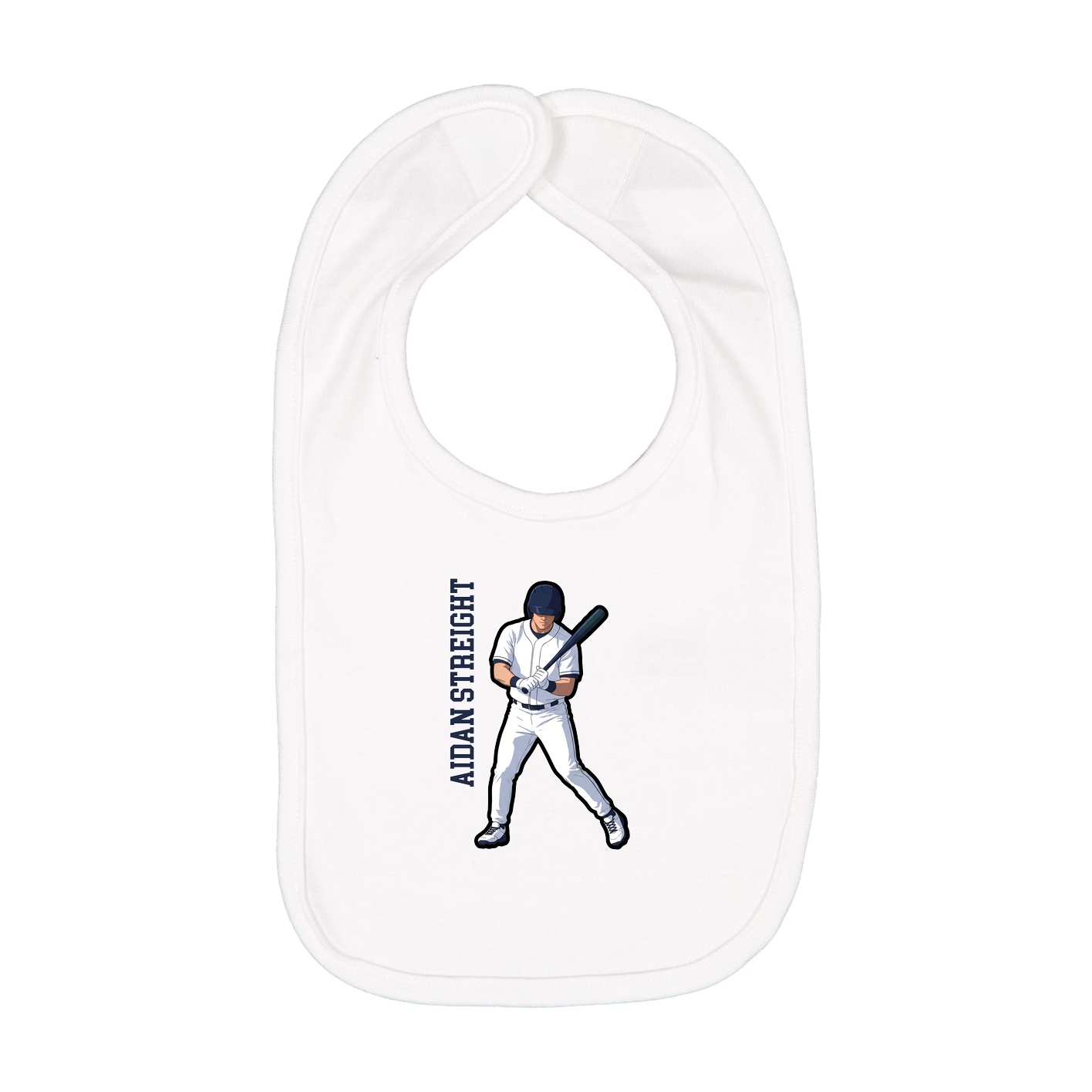 Infant Bib — Name Vertical in White