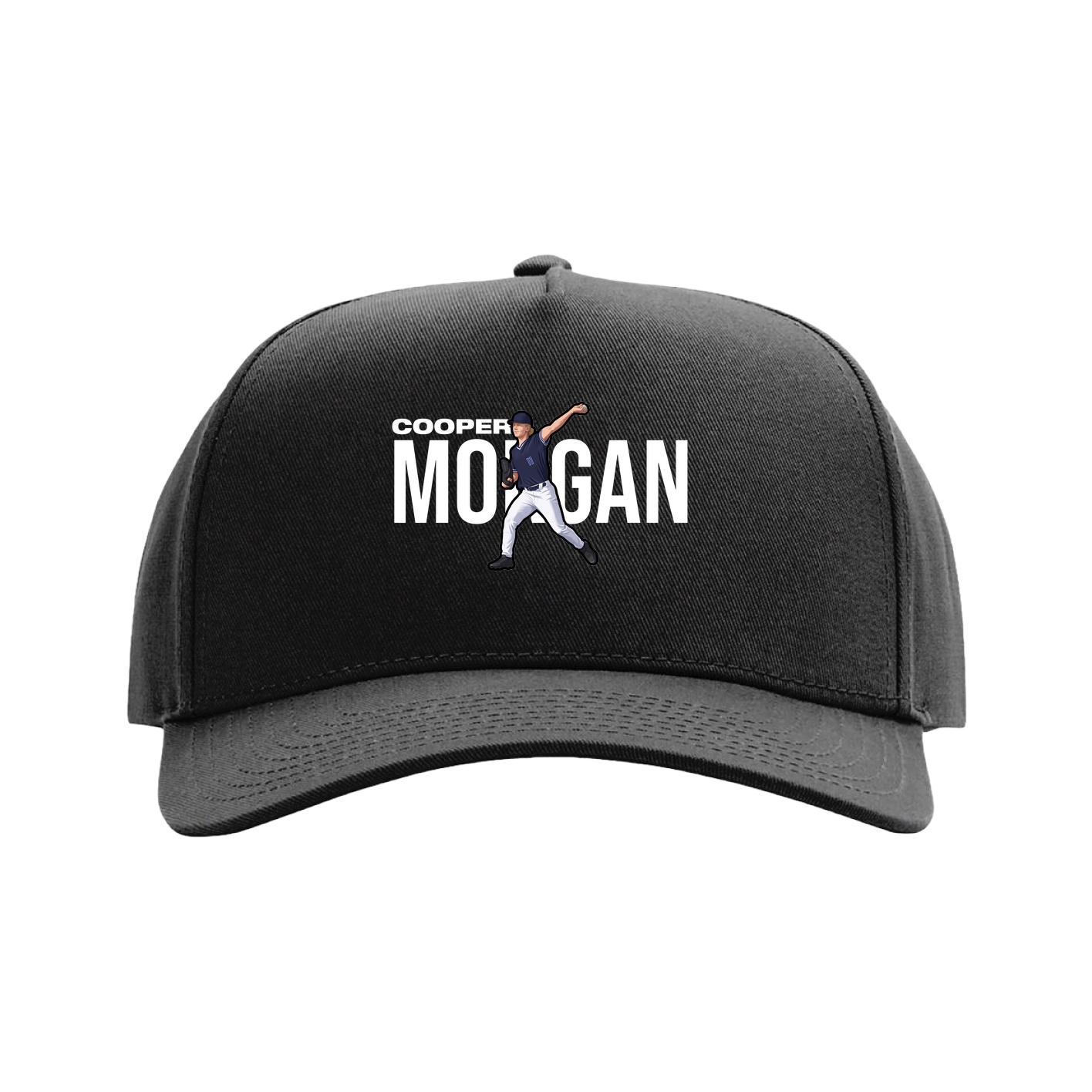Full Fabric Five-Panel Champ Cap — Player Name in Black