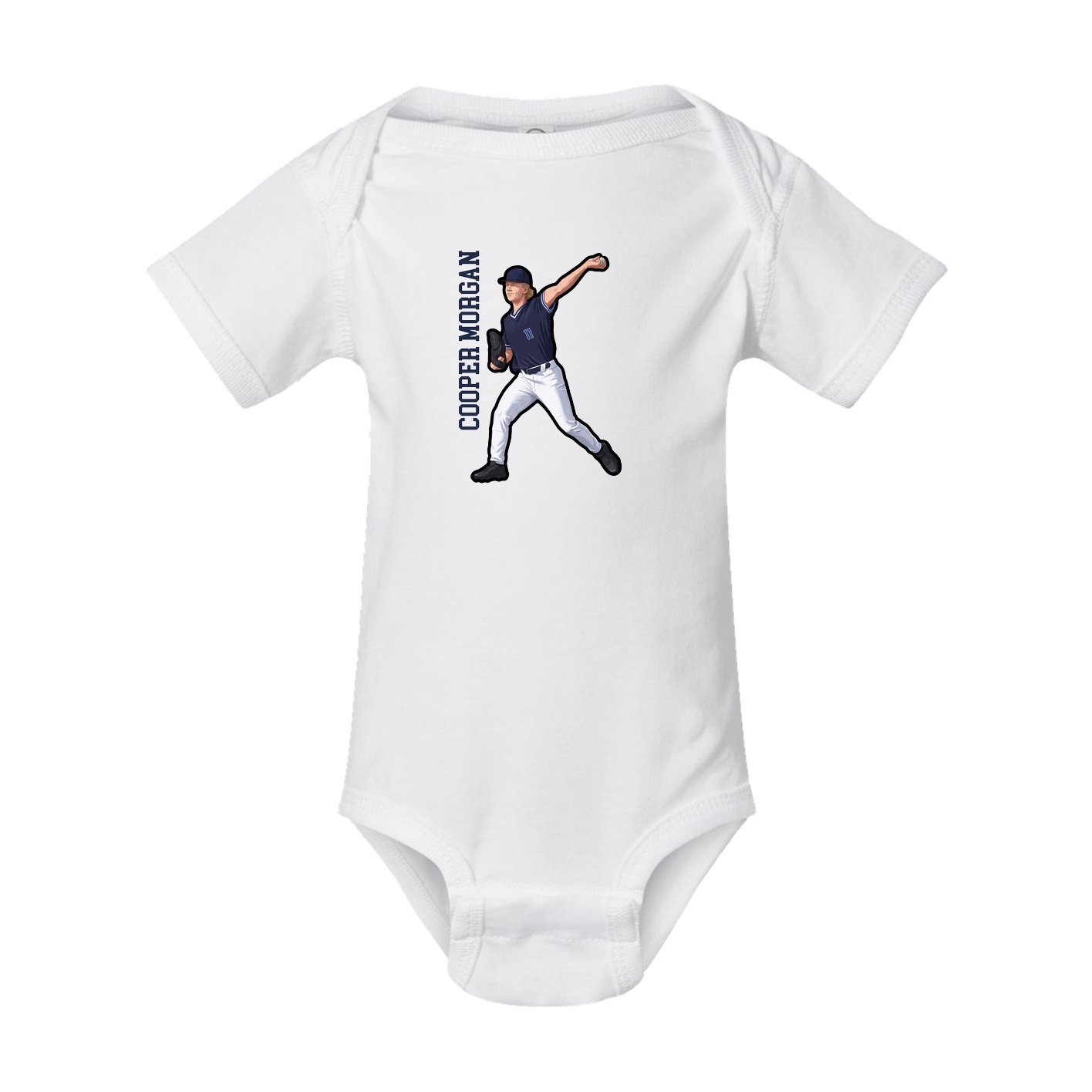 Baby Onesie — Name Vertical in White